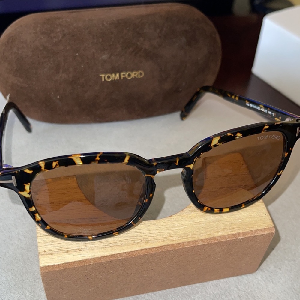 Men Sunglasses Tom Ford FT 0816 Pax 52E Shiny Dark Havana Brown Lenses AUTHENTIC - Picture 7 of 16